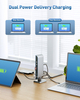  Custom Dual 4K 60Hz USB C KVM Switch Dock for 2 Computers, Up to 100W Charging, DisplayPort & HDMI, 10Gbps USB-A/C Port, Thunderbolt 4 Compatible